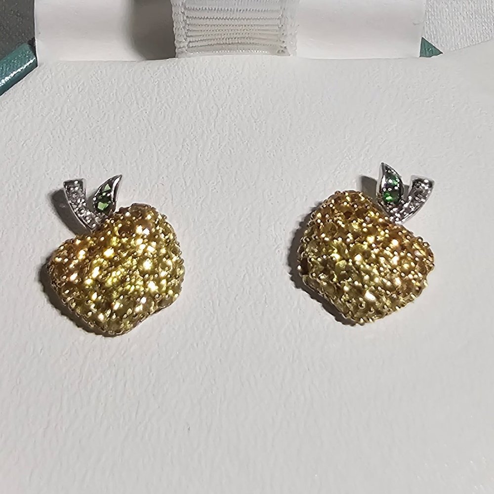 Sparkly Golden Apple Earrings 14k